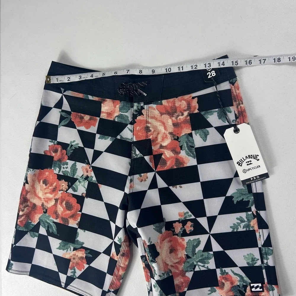 Billabong‎ Sundays Pro Upcycler Board Shorts Mens 28 Floral Checkerboard NWT